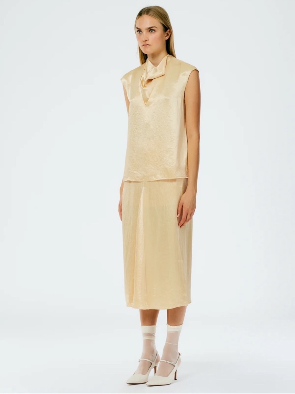 Tibi Sion Satin Godet Midi Skirt - Picture 2 of 6